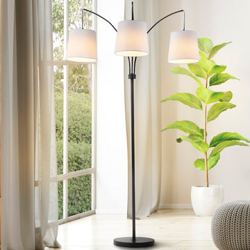 Sylva 72.5" Mid-Century Modern Head-Adjustable Iron LED Arc Floor Lamp - JONATHAN Y